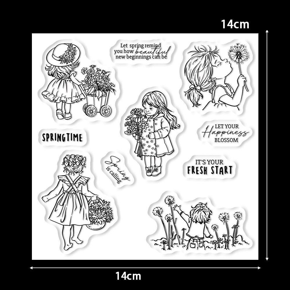 Набір силіконових штампів для скрапбукінгу Діти-квіти CHT188, фото 1