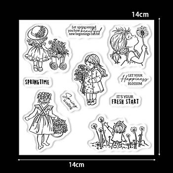 Набір силіконових штампів для скрапбукінгу Діти-квіти CHT188