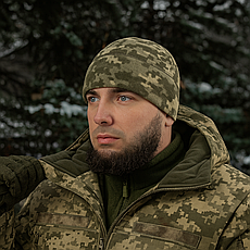 Шапка флісова зимова ЗСУ MM14 «піксель», — тактична, до −20 °C, фото 4