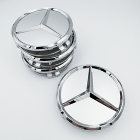 Ковпачки (заглушки) в литі диски Mercedes-Benz (Мерседес)  75 мм. Сріблясті - 4 штуки