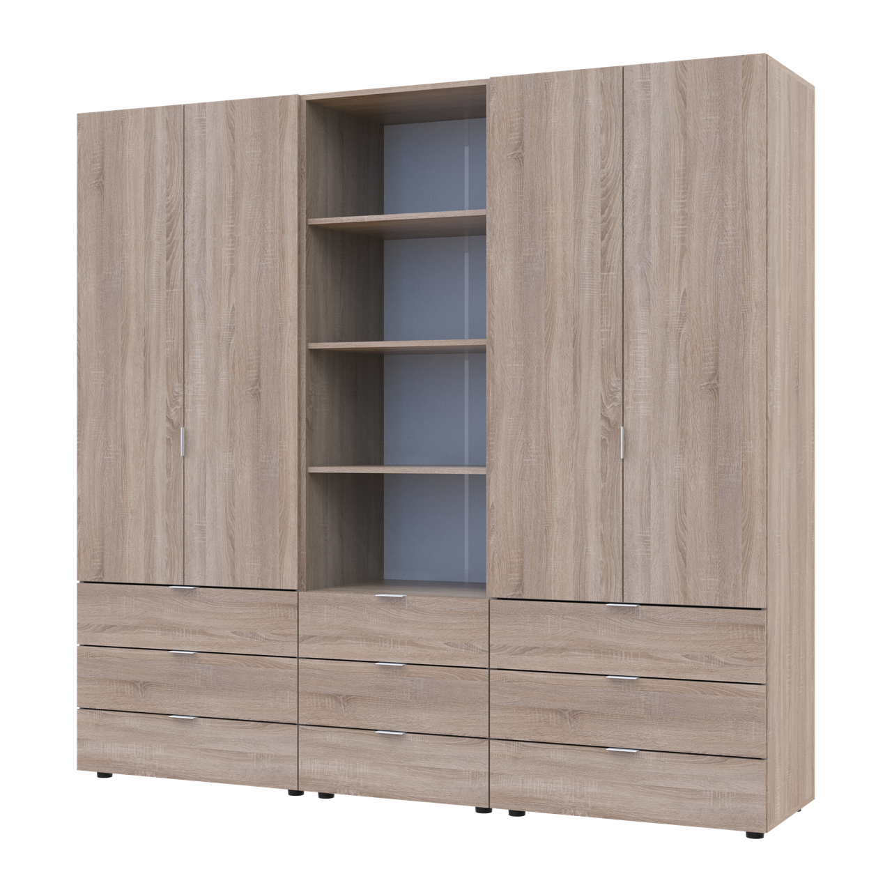 Шафа для одягу Doros Гелар Дуб сонома 2+2ДСП з пеналом 215х49.5х203.4 (42005183)