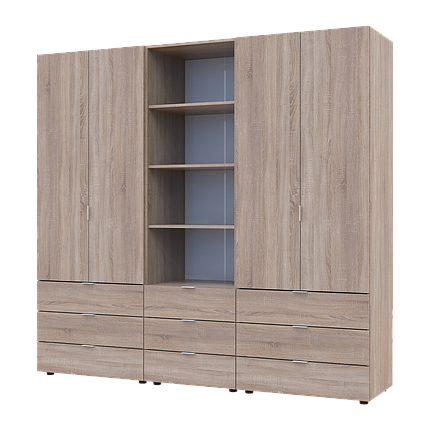 Шафа для одягу Doros Гелар Дуб сонома 2+2ДСП з пеналом 215х49.5х203.4 (42005183), фото 1