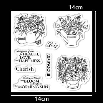 Набір силіконових штампів для скрапбукінгу Квіти і написи CHT190