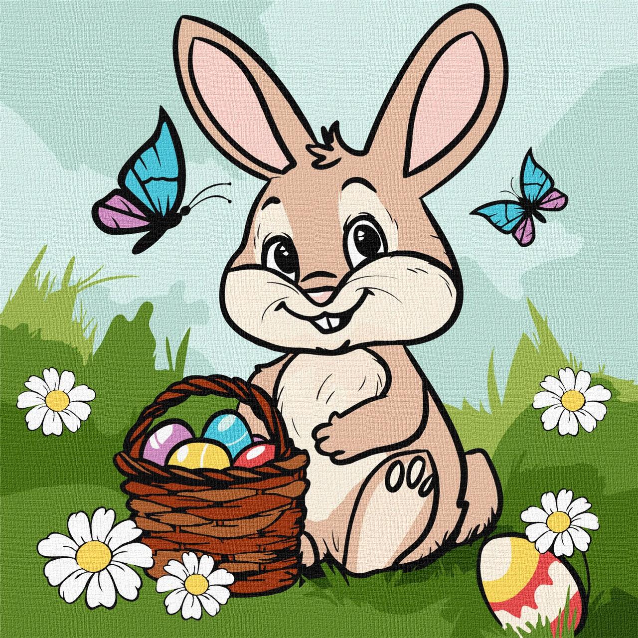 Картина по номерам Пасхальная корзина. Животные 25*25 см Идейка KHO 6198, фото 1