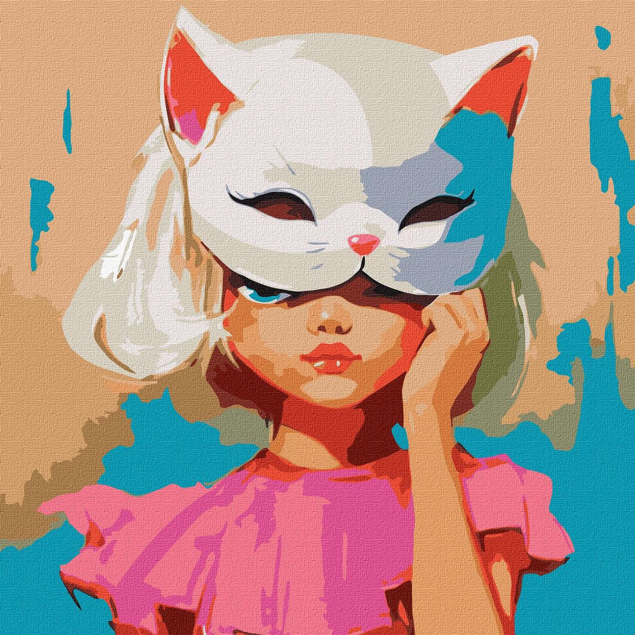 Картина за номерами Дівчина з маскою 50*50 см Ідейка KHO 8541, фото 1