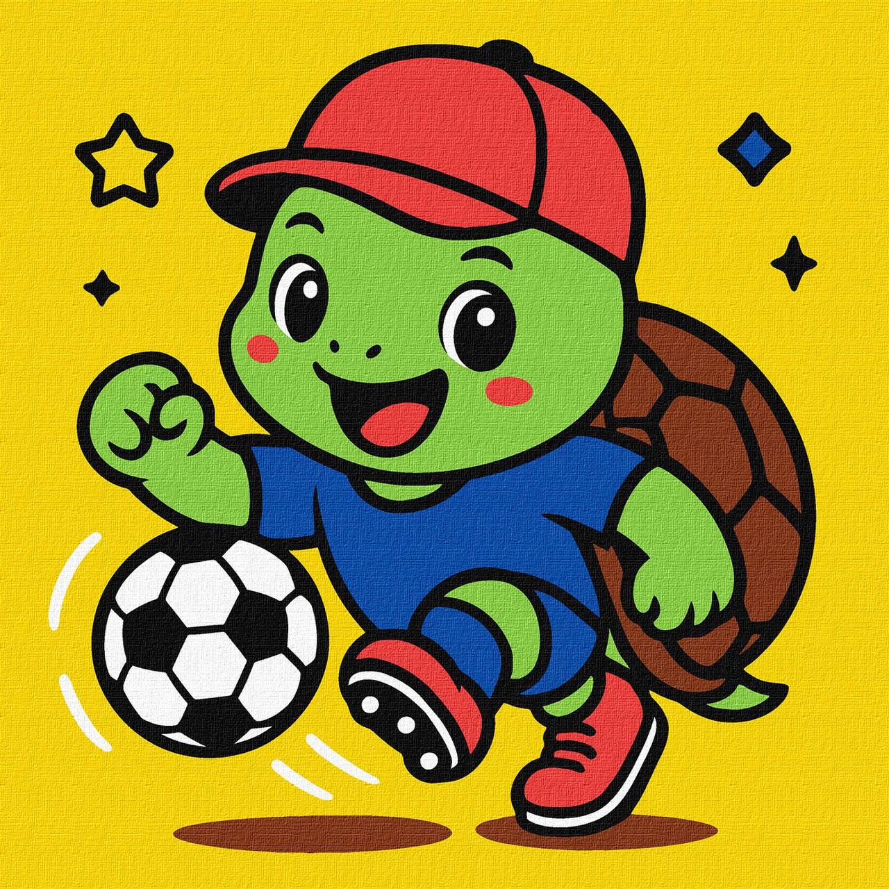 Картина за номерами Для дітей. Черепаха та футбол 25*25 см Ідейка KHO 1284, фото 1