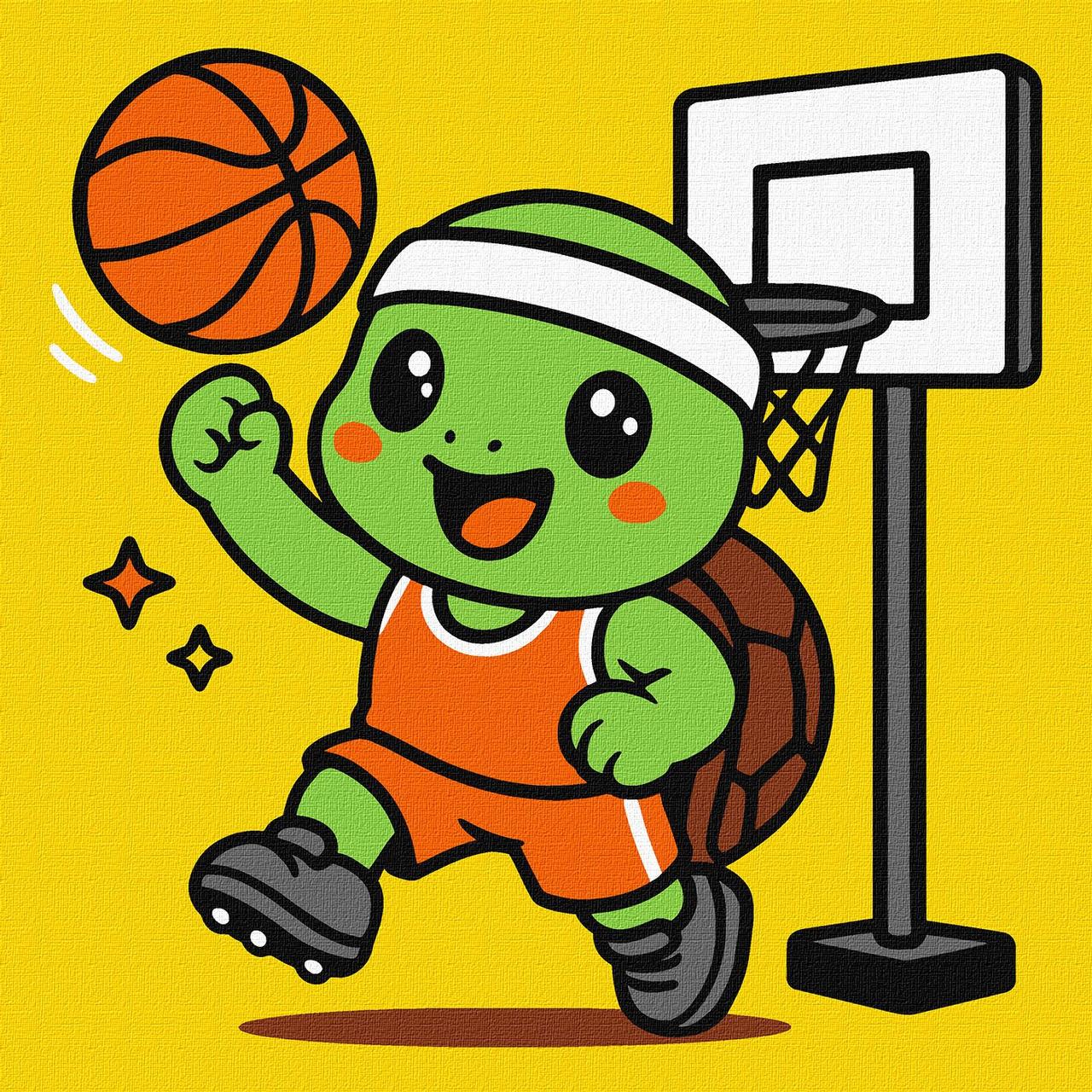 Картина за номерами Для дітей. Черепаха та баскетбол 25*25 см Ідейка KHO 1285, фото 1