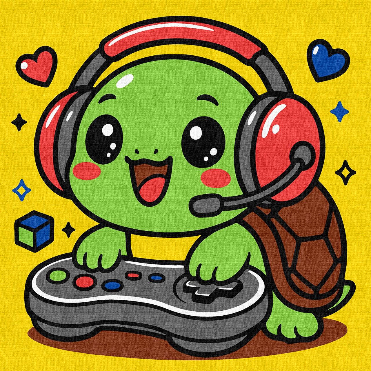 Картина за номерами Для дітей. Черепаха геймер 25*25 см Ідейка KHO 1287, фото 1