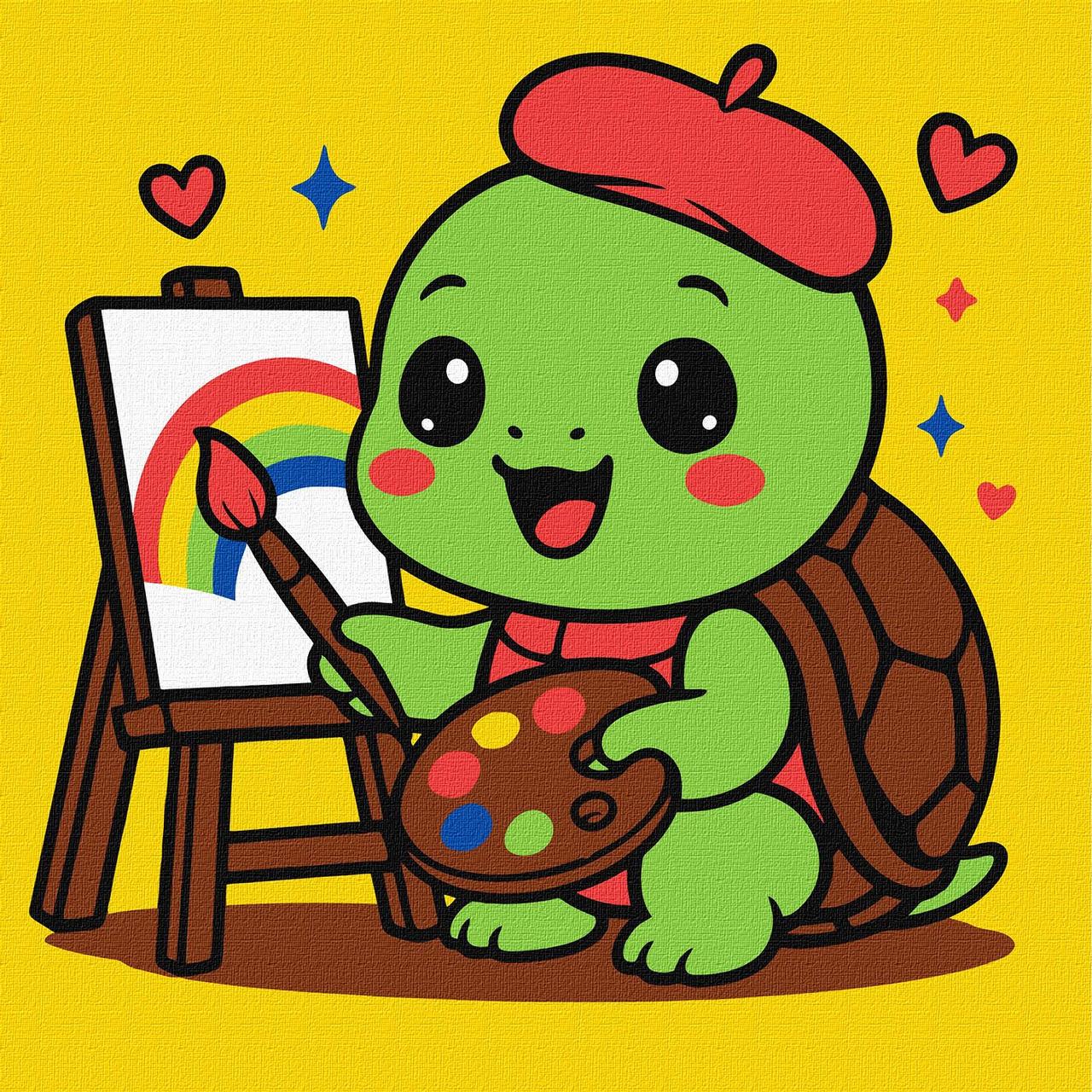 Картина за номерами Для дітей. Черепаха художник 25*25 см Ідейка KHO 1296, фото 1