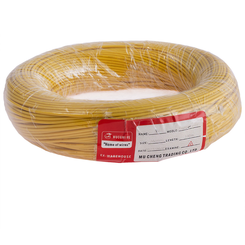 Дріт багатожильний 0.5mm2 (20AWG/16xD0.20 мм, мідь, PVC), жовтий, 1 м