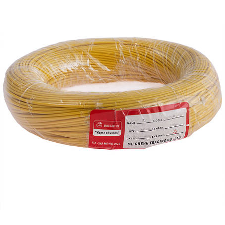 Дріт багатожильний 0.5mm2 (20AWG/16xD0.20 мм, мідь, PVC), жовтий, 1 м, фото 1
