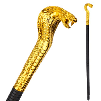 Тростина 85 см, Скіпетр з ГОЛОВОЮ КОБРИ золото, розбірна. Пластик