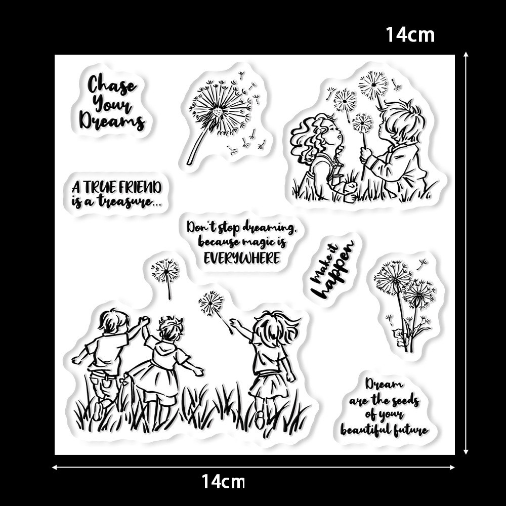 Набір силіконових штампів для скрапбукінгу Діти-квіти 2 CHT191, фото 1