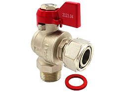 Кран кульовий кутовий 1/2" ВЗ з накидною гайкою і прокладкою Valogin VG-107301