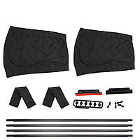 Шторка з напрямними 2х (В=37-42см,Д=70см) на бічні стекла  (Атласна чорна з 2-х сторін)