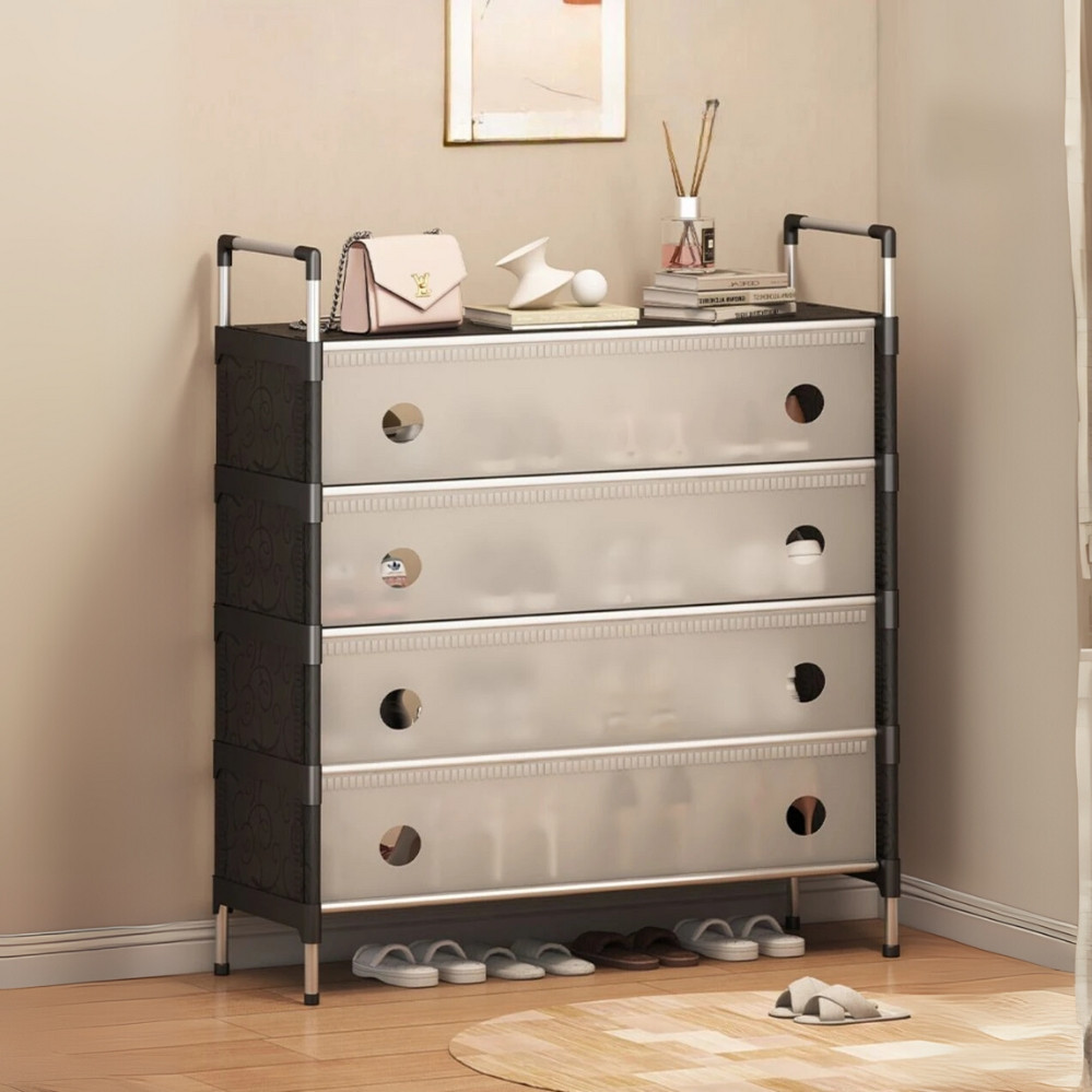 Полиця шафка для взуття на 4 яруси SKLM-33 Взуттєва шафа стелаж Органайзер для взуття, фото 1