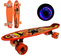 Скейт-пенни борд "Best Board" з підсвічуванням коліс, 56×14,5 см, помаранчевий