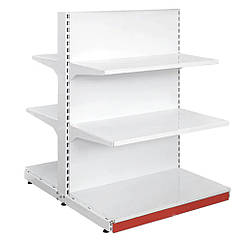 Двосторонній стелаж 1450*1200 мм, приставний стелаж в магазин,  острівний торговий стелаж, стелаж для косметики ,стелаж для фарби