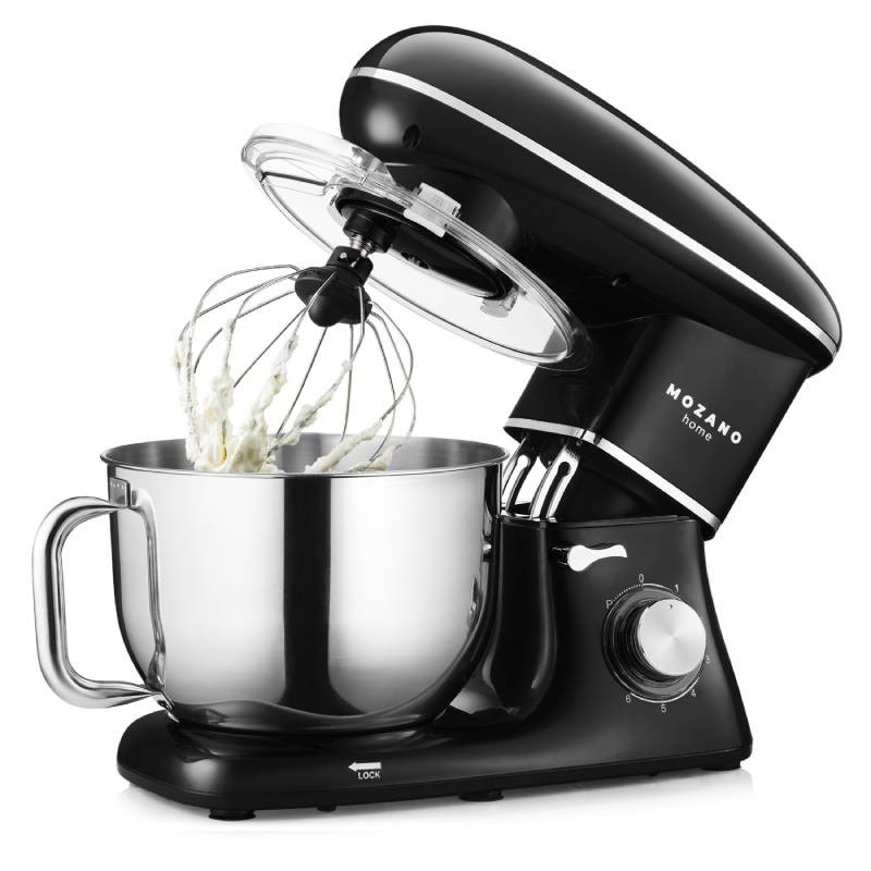 Планетарний міксер Mozano Kitchen Machine black, 6.2L, 3 насадки, LED, 2300 Вт, фото 1