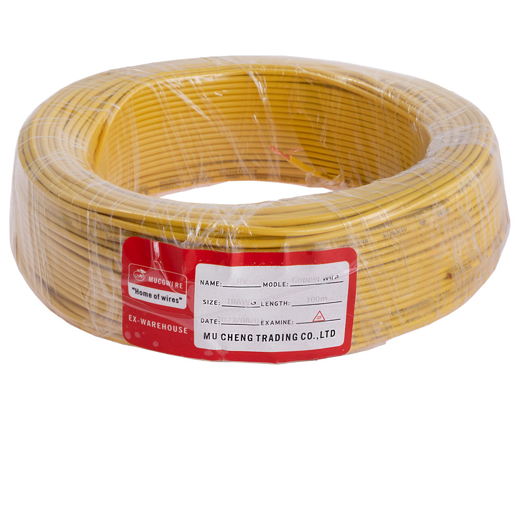 Дріт багатожильний 1.0mm2 (18AWG/32xD0.20 мм, мідь, PVC), жовтий, 1 м