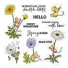 Набір силіконових штампів для скрапбукінгу Мишка і квіти CHT207, фото 2