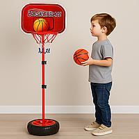 Дитяча баскетбольна стійка з кільцем, висота 134 см, баскетбол, баскетбольний щит, рухливі ігри для хлопчика