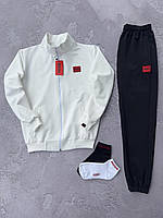 Чоловічий костюм Hugo молочний / Спортивний костюм HUGO чоловічий/жіночий чорний