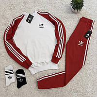 Спортивний костюм унисекс новий червоний / Чоловічий та жіночий спортивний костюм Adidas кофта+штани + 2 пари шкарпеток