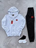 Костюм HG Білий / Чоловічий та жіночий спортивний костюм HUGO зіп худі + штани + 2 пари шкарпеток