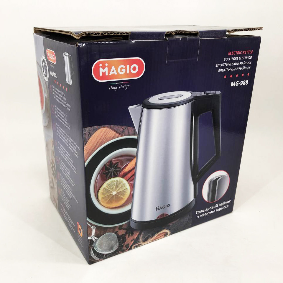 Чайник зі свистком MAGIO MG-988 2150 Вт, Безшумний чайник, Металеві CI-765 електричні чайники