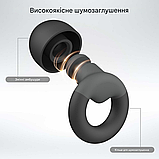 Багаторазові беруші для сну, зниження шуму (25-30 дБ) з 8 насадками, м'які для захисту слуху, фото 3