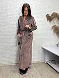 Довгий велюровий халат на запах з шалевим комірцем, фото 2