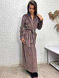 Довгий велюровий халат на запах з шалевим комірцем, фото 3