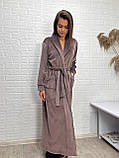 Довгий велюровий халат на запах з шалевим комірцем, фото 5