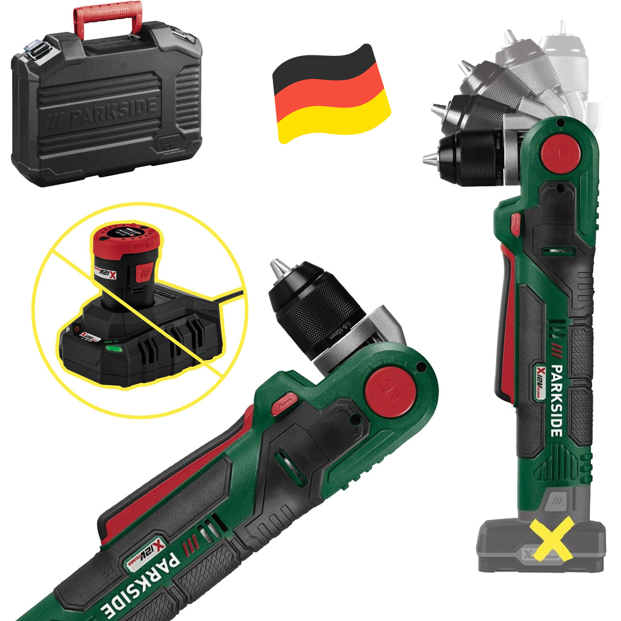 Акумуляторний кутовий дриль-шурупокрут PARKSIDE PWBSA 12 B2 без АКБ і ЗП (12 В, 11 Нм, Німеччина), фото 1