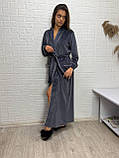 Довгий велюровий халат на запах з шалевим комірцем, фото 2