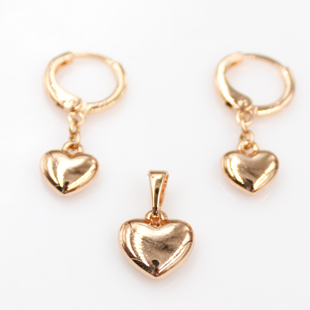 Набір прикрас Серце - кулон+сережки Xuping - лимонна позолота 18 К (370184/4(2)), фото 1