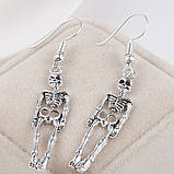 Сережки підвіски Скелети, колір Срібло, фото 3