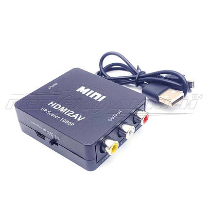 Конвертер HDMI to AV (RCA) + Audio, живлення mini USB, фото 1
