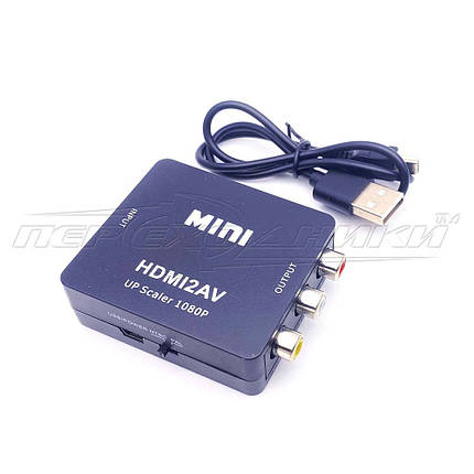 Конвертер HDMI to AV (RCA) + Audio, живлення mini USB, фото 2