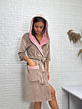 Халат велюровий жіночий на запах з капюшоном ліловий т.м lekol, фото 5