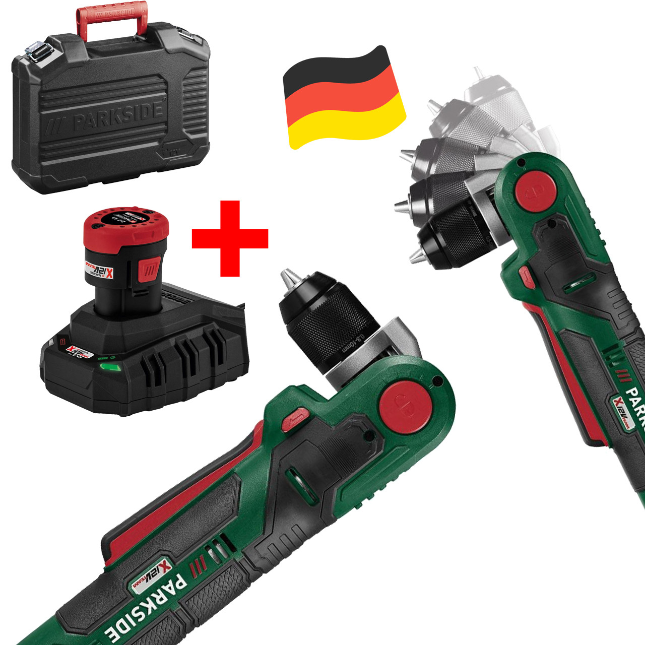 Акумуляторний кутовий дриль-шурупокрут PARKSIDE PWBSA 12 B2 (12 В, 11 Нм, Німеччина), фото 1