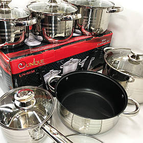 Набор посуды UNIQUE UN-5036 из нержавеющей стали с толстым 5-ти LZ-740 слойным дном.