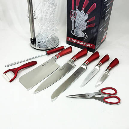 Кухонні ножі з хорошої сталі UNIQUE UN-1832 9 шт, Кухонний ніж зі сталі HI-704 нержавіючої сталі, фото 1