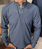 Джемпер мужской синий с воротником стойка на кнопках Турция