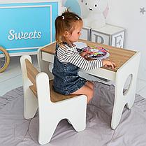 Стільчик в дитячу кімнату 55×37×33 дитячий зручний стілець для ігор, білий з деревом, фото 5