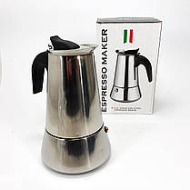 Гейзер 4 чашок Unique UN-1902 270 мл, Маленька кавоварка на 3 чашки, Гейзерна турка VX-420 для кави, фото 5