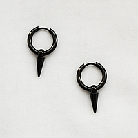 Чорні сережки конго з шипом готичні сережки гранж стиль унісекс сережки-кільця з підвіскою шипа пара сережок підліткові y2k мода