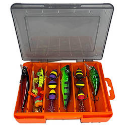 Набір воблерів, блешень, мандул у кейсі | Двосторонній органайзер 12 принад | Щука, окунь, судак, жерех
