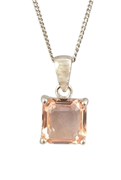 Срібне кольє з морганітом ПК104/с-мг, фото 1